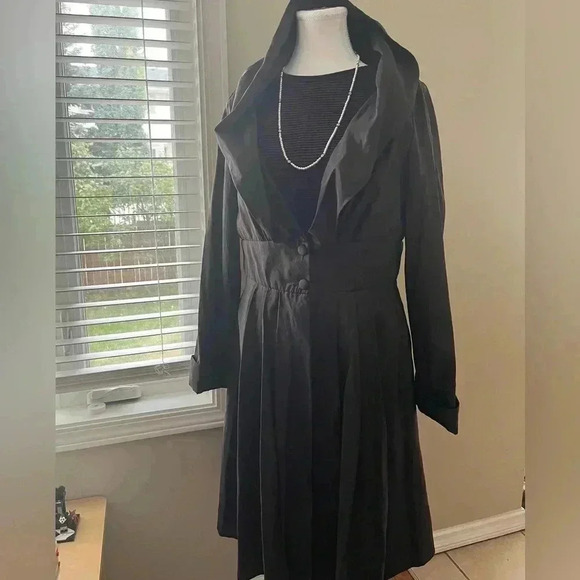 [12]Vintage Scott McClintock Brown Satin Open Neck Dress  Jacket - Picture 4 of 11